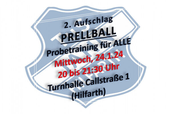 Probetraining Prellball in der Halle